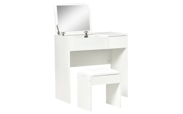 Homcom Makeup Desk With Drawer - Vanity Table Set With Flip-up Mirror And Cushioned Stool