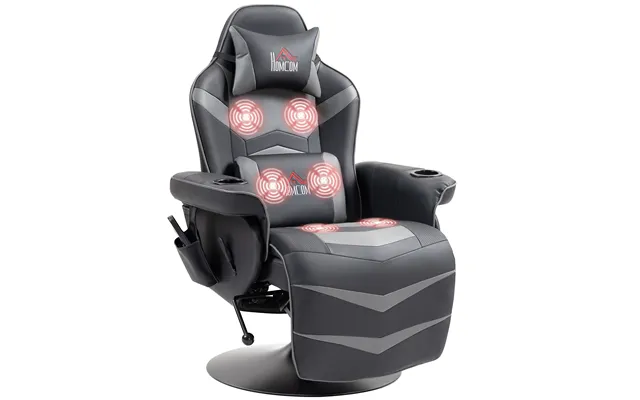 Homcom Massage Recliner Chair With Remote - Pu Leather Recliner Armchair With Cup Holders And Side Pockets