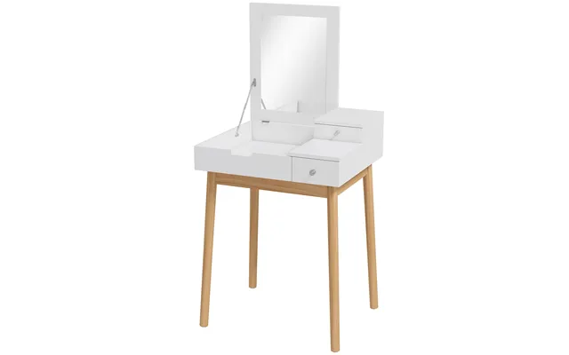 Homcom Mdf,pine Dressing Table Desk Flip-up Mirror Multi-purpose 2 Drawers Modern - White