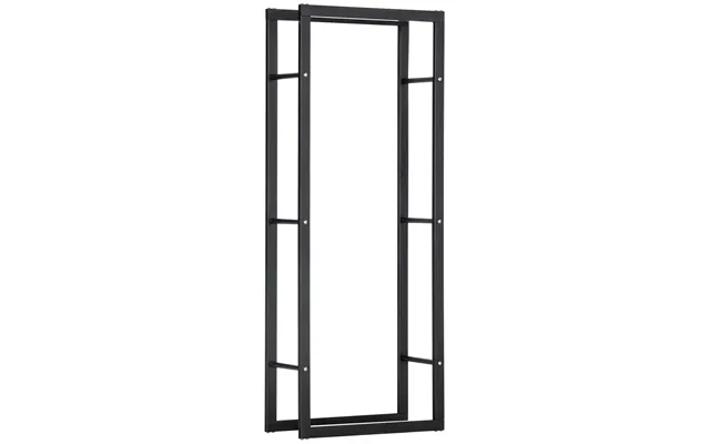 Homcom Metal Firewood Log Holder Tall Firewood Rack Indoor Outdoor Fireplace Wood Storage Shelf - Black