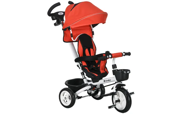 Homcom Metal Frame 4 In 1 Baby Push Tricycle With Parent Handle For 1-5 Years Old - Red Aosom Uk