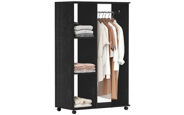 Homcom Mobile Open Wardrobe - Bedroom Clothes Storage With Hanging Rail And Shelves