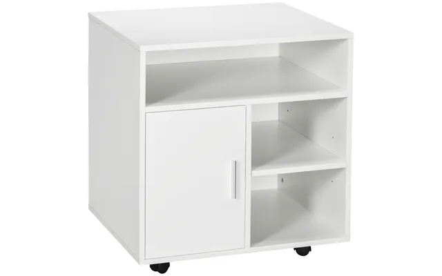 Homcom Mobile Printer Stand With Multiple Storage - Office Desk Side Unit On Wheels