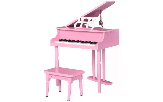 Homcom Modern Kids Piano 30 Keys Set Of 2 Mini Toy For Child Grand Piano With Music Stand And Bench - Best Gifts Pink