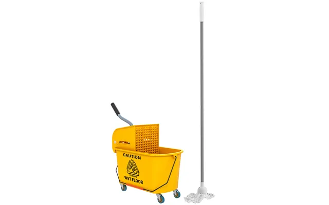 Homcom Mop Bucket With Wringer Set On Wheels For Floor Cleaning - 20 Litre Side Press Wringer With Handle And Mop product image