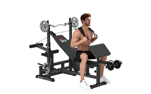 Homcom Multi-exercise Full-body Weight Rack With Bench Press - Leg Extension