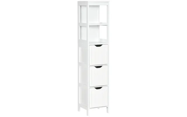Homcom Narrow Floor Cabinet - Bathroom Cabinet With 3 Drawers And 2 Open Shelves