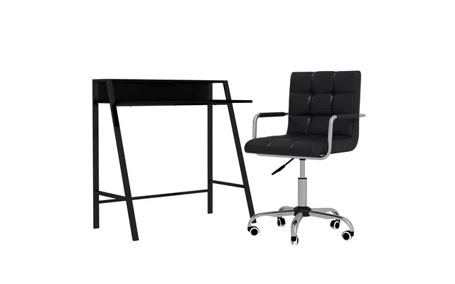 Homcom Office Chair And Desk Set - Faux Leather Swivel Chair With Wheels & Study Desk With Storage Shelf