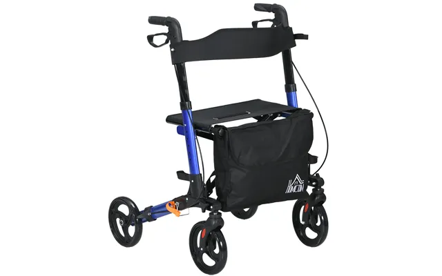 Homcom Portable Rollator Walker Folding Aluminum Walker With Carry Bag - 6 Adjustable Height