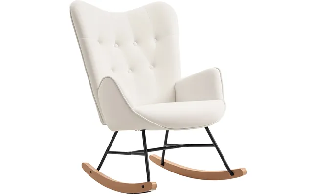 Homcom Rocking Chair - Modern Upholstered Velvet Armchair With Solid Wood Legs And Metal Frame For Living Room