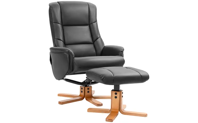 Homcom Rocking Recliner Chair With Footstool - Pu Leather Recliner Armchair With Wood Base