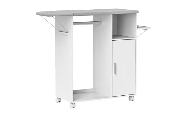 Homcom Rolling Ironing Board Cabinet - Foldable Ironing Station With Storage