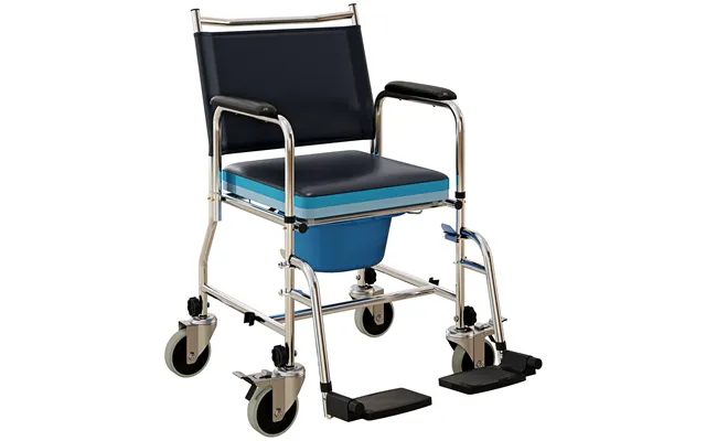 Homcom Rolling Shower Chair With Wheels - Bedside Commode Wheelchair With Padded Seat product image