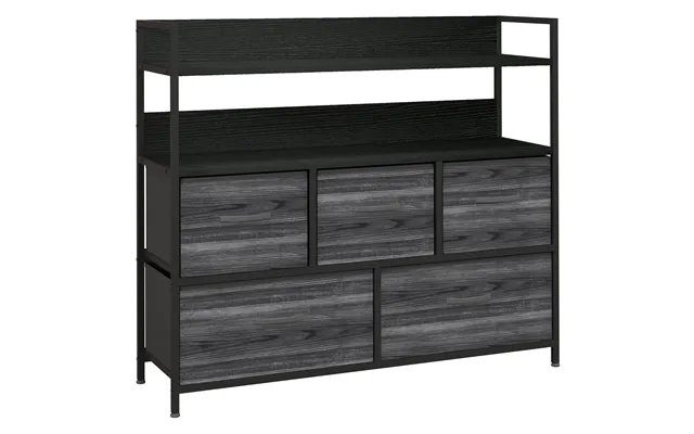 Homcom Rustic Chest Of Five Fabric Drawers - Black