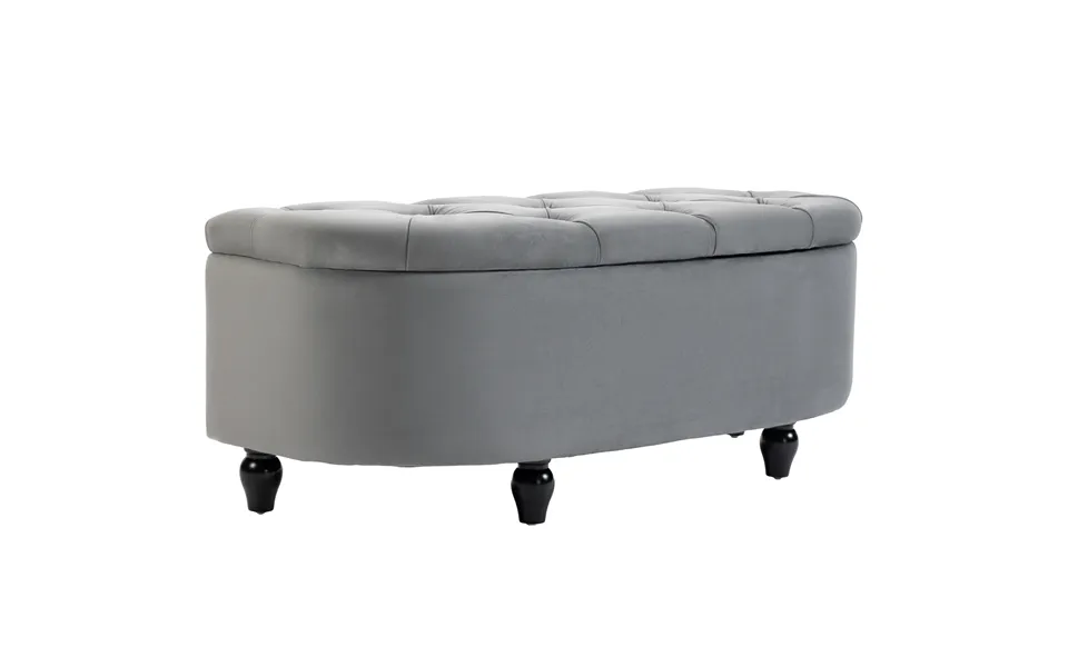 Homcom Semi-circle Bed End Bench Ottoman W Storage Tufted Upholstered Accent Seat Footrest Stool W Rubberwood Legs For B
