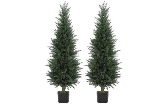 Homcom Set Of 2 Decorative Artificial Plant - 120 Cm Cypress Tree With 638 Leaves In Pot
