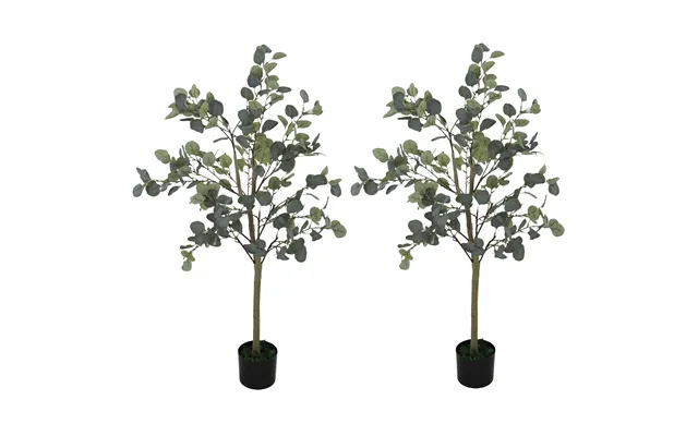 Homcom Set Of 2 Decorative Artificial Plants - 4ft 120cm Silk Eucalyptus Trees With 230 Silver Dollar Leaves In Pot