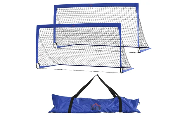 Homcom Set Of 2 Football Goal Net 6 X 3 Ft Foldable Outdoor Sport Training Teens Adults Soccer With Carrying Bag Blue Ao product image