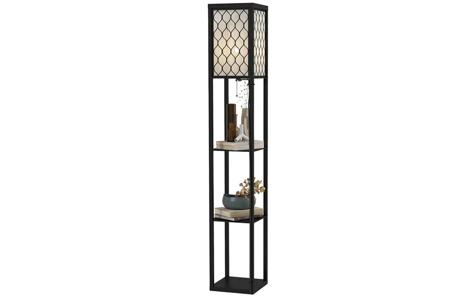 Homcom Shelf Floor Lamp Modern Standing Lamp For Living Room Light With 4-tier Open Shelves Large Storage Display Aosom 