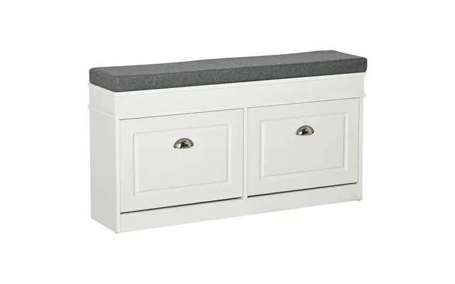 Homcom Shoe Storage Bench - Shoe Cabinet With Seat Cushion And Adjustable Shelf For Hallway