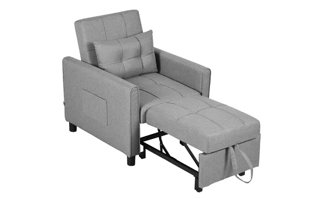 Homcom Single Folding Chair Bed Compact Small Versatile Convertible Linen-look Light Grey For Small Rooms Aosom Uk