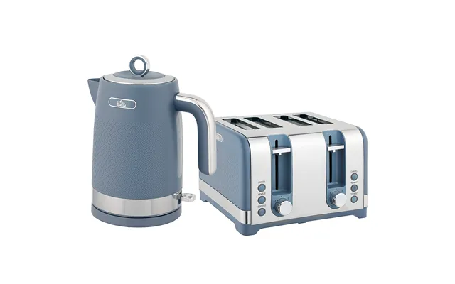 Homcom Sleek Textured Kettle And Four-slice Toaster Set - Blue