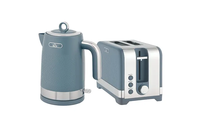 Homcom Sleek Textured Kettle And Toaster Set - Blue