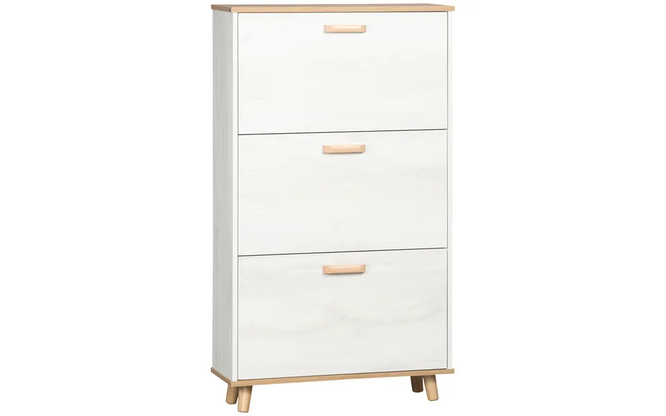 Homcom Slim Shoe Storage Cabinet, Narrow Shoe Organizer With 3 Flip Drawers, Adjustable Shelves, For 12 Pairs - Cream Wh