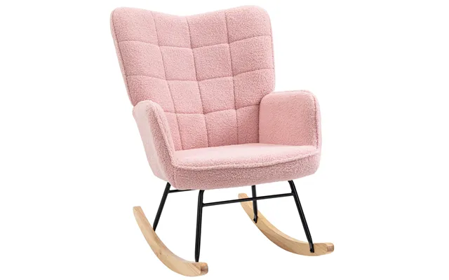 Homcom Soft Fleecey Rocking Wingback Chair - Pink