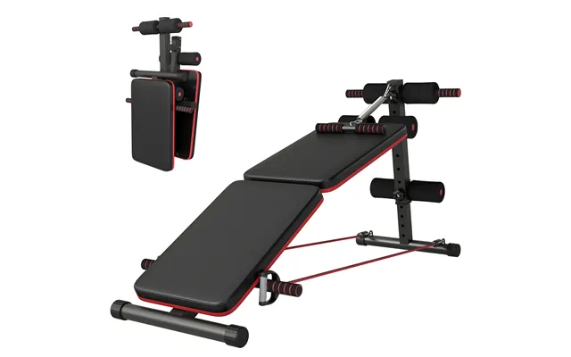 Homcom Steel Foldable Home Core Workout Bench Red Black Aosom Uk