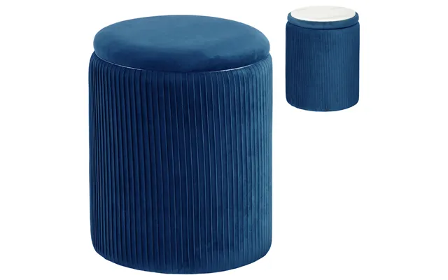 Homcom Storage Ottoman Modern Velvet Round Foot Stool For Living Room Bedroom 45 Cm Blue
