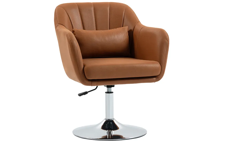 Homcom Swivel Accent Chair For Living Room Contemporary Vanity Armchair With Adjustable Height Thick Cushion Lumbar Supp