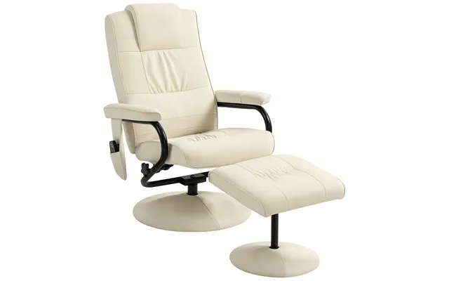 Homcom Swivel Recliner Chair And Footstool - Faux Leather Massage Recliner Armchair With Remote Control And Round Wrappe
