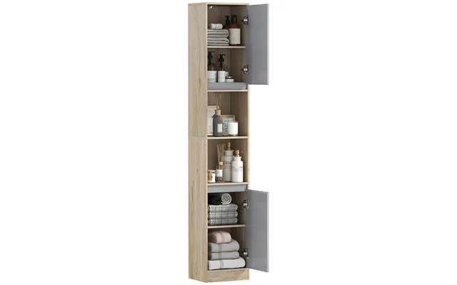 Homcom Tall Bathroom Cabinet - Freestanding Bathroom Storage Cabinet With 2 Cupboards 2 Compartments