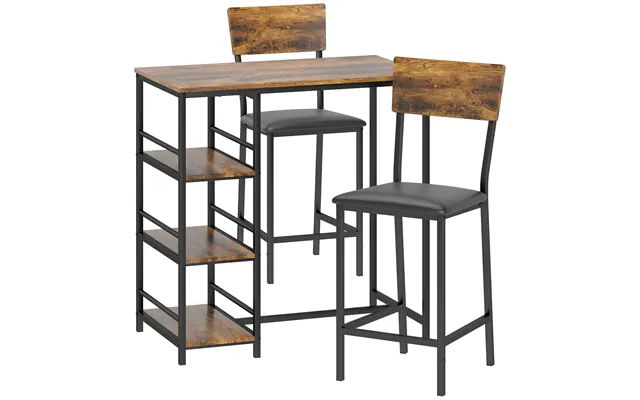 Homcom Three-piece Compact Bar Table Set - Brown Black