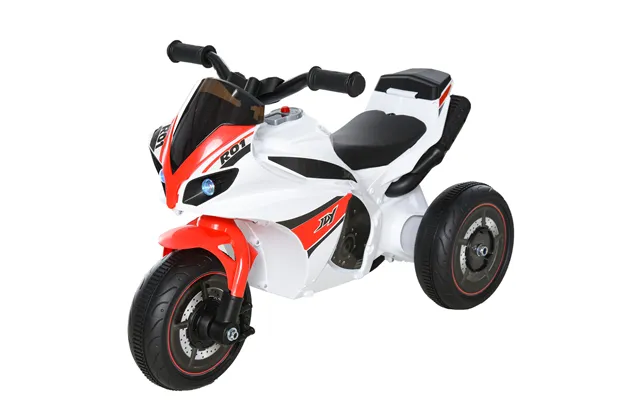 Homcom Toddlers 3-wheel Plastic Motorcycle Push Walker With Music - Front Light For Kids Aged 18-36 Months ,red White Ao