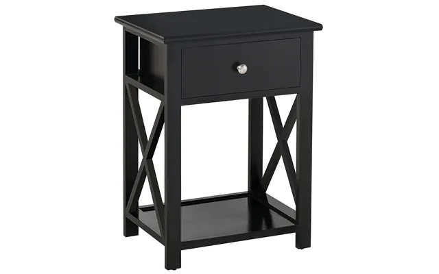 Homcom Traditional Accent End Table With 1 Drawer,x Bar Bottom Storage Shelf, For Living Room Bedroom Room 40l X 30w X 5