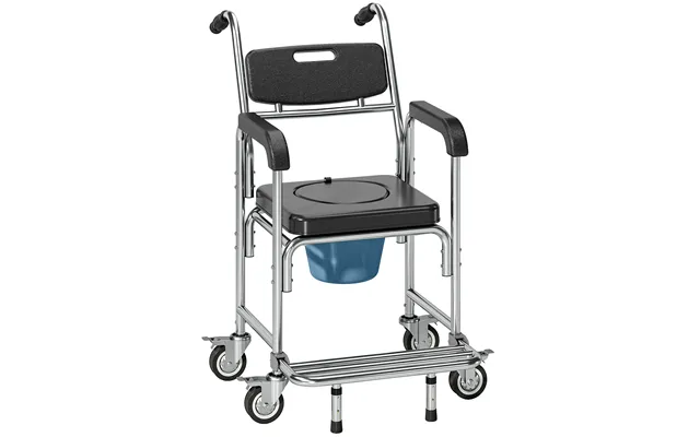 Homcom Transport Beside Shower Chair - 3-in-1 Commode Chair With Wheels And Padded Seat product image