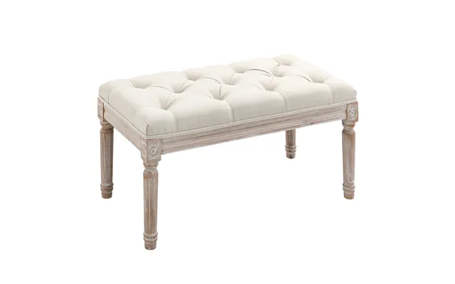 Homcom Tufted Ottoman Bench - Linen-touch Fabric Footstool