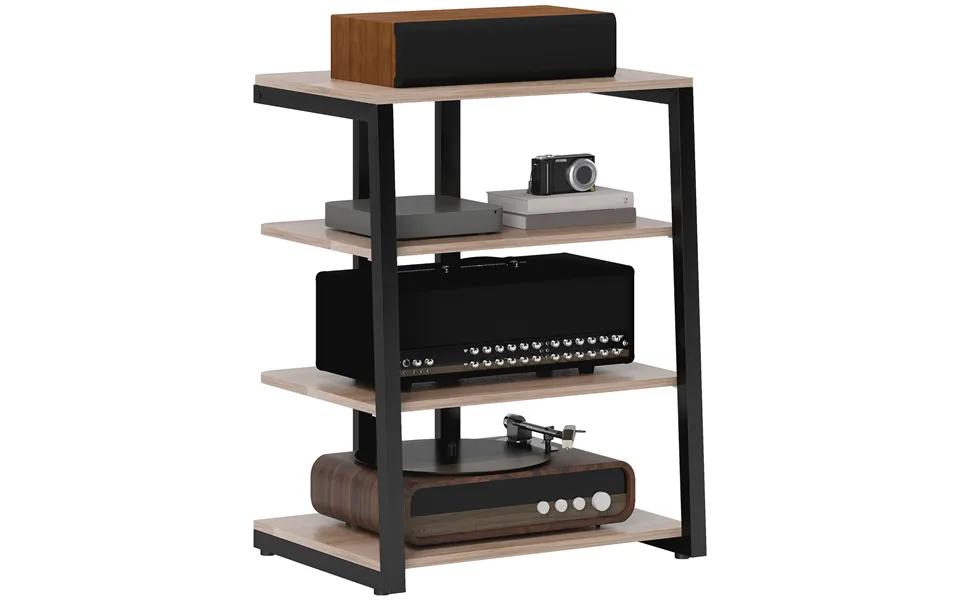 Homcom Tv Stand Cabinet For 28 Inch Tvs - Corner Tv Unit With Open Adjustable Shelves & Extension Lead Holder