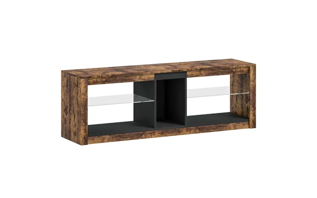Homcom Tv Stand Cabinet With Led Lights And Remote Control For Tvs Up To 65 - Entertainment Centre With Storage Shelves