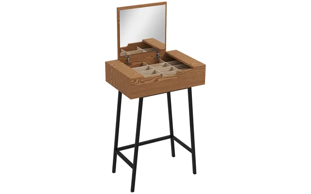 Homcom Vanity Desk With Flip-up Mirror - Industrial Dressing Table With 16 Small Compartments For Bedroom