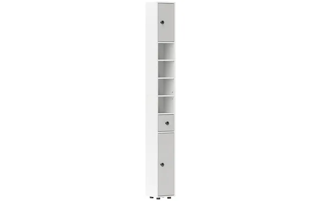 Kleankin 180cm Slim Bathroom Cabinet, With Drawer, Shelves And Cupboards - Light Grey