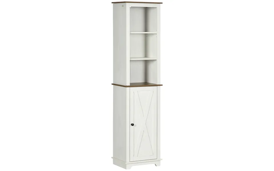 Kleankin Bathroom Cabinet - Tall Storage Cabinet With Door And Adjustable Shelves