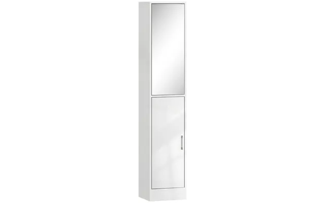 Kleankin Tall Bathroom Cabinet With Mirror And Adjustable Shelf - High Gloss White