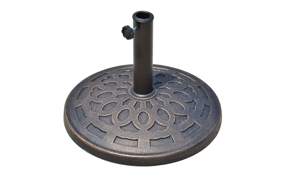 Outsunny 14kg Round Garden Parasol Base Holder Decorative Resin Market Umbrella Stand With Adjustable Coupler - Bronze A