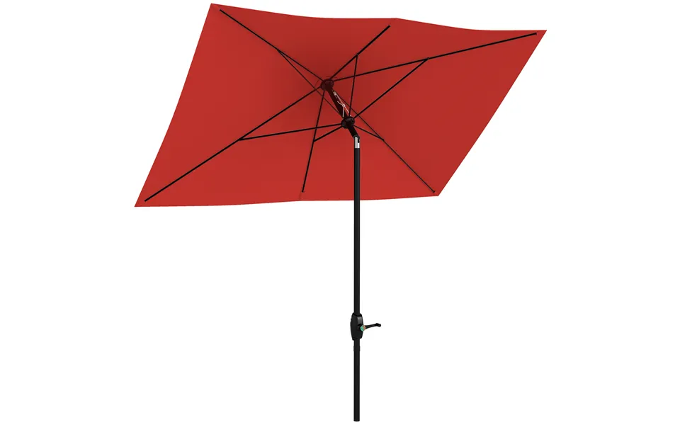 Outsunny 2 X 3 M Garden Parasol Umbrella - Rectangular Outdoor Market Umbrella Sun Shade With Crank & Push Button Tilt