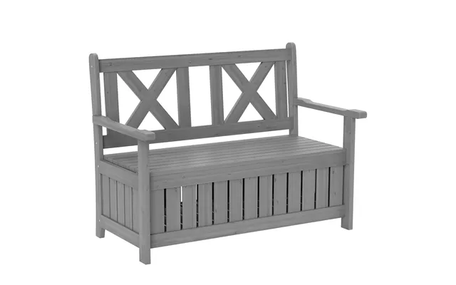 Outsunny 2-seater Garden Storage Bench For Patio Wood Porch Decor Outdoor Seating - Charcoal Grey