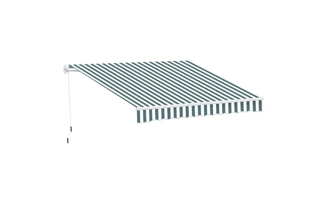 Outsunny 2.5m X 2m Garden Patio Manual Awning Canopy Sun Shade Shelter Retractable With Winding Handle Green White