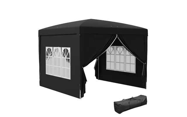 Outsunny 3 X 3m Pop Up Gazebo With Sides - Metal Frame Water Resistant Tent Canopy With Carry Bag And 2 Windows
